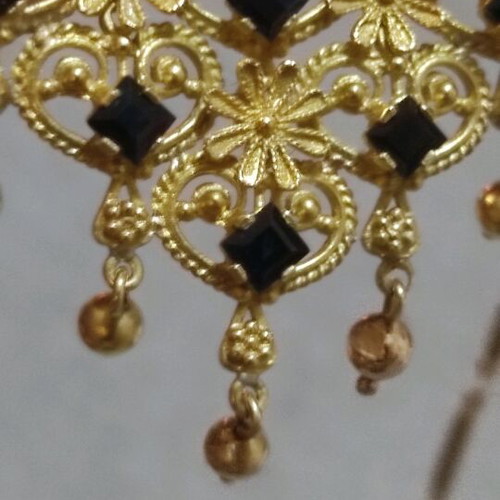 Vintage jewelry set 1978 18k gold with black sapphires like new