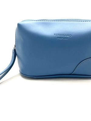 Ferragamo Parfums Light Blue Handbag Used Vanity Case