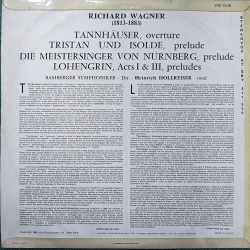 Richard Wagner Overtures vinyl used, classical opera