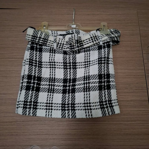 Mango short checkered skirt with belt, like new