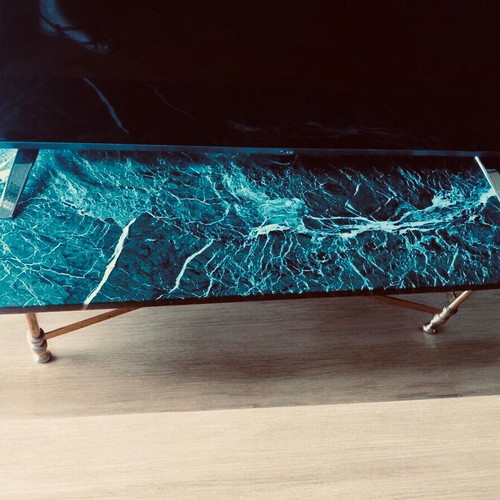 Vintage table set with green marble used