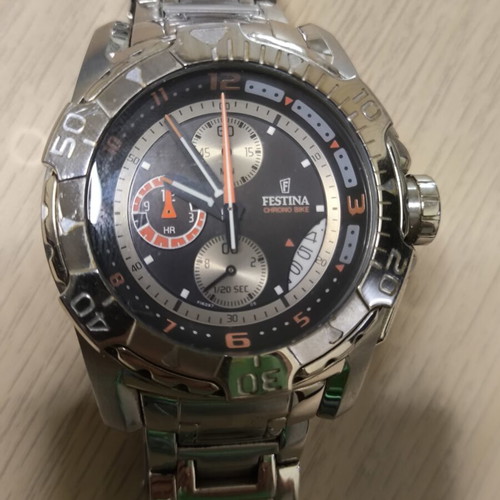 Festina F16297 chronograph watch like new, silver stainless steel bracelet