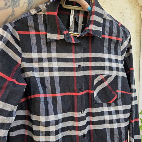 Pink Woman plaid cotton shirt like new, size L