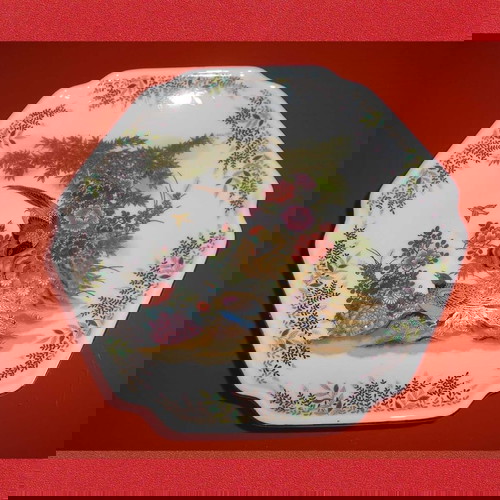 Πορσελάνινο πιάτο εξαγωνικό μεταχειρισμένο με κινέζικες λεπτομέρειες 20 cm