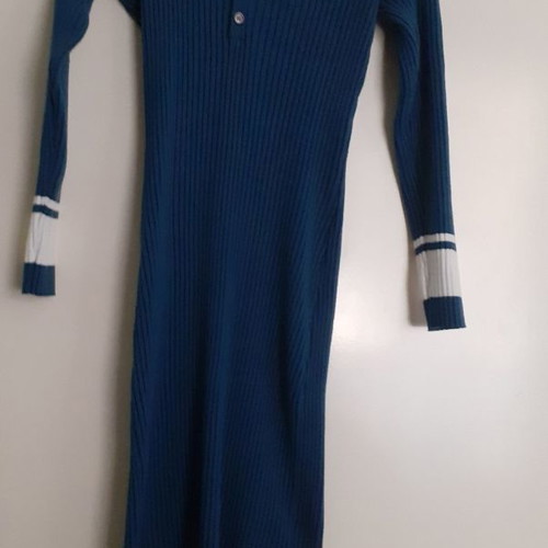 Knitted dress new midi blue with white stripes