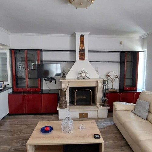 Italian Cherry Wood Sideboards used and Kitchen Table with 6 Metal Chairs with Leatherette