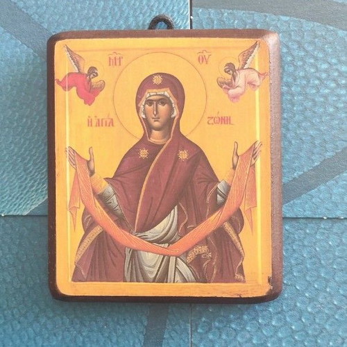 Holy Belt icon used, 7x7 cm, wooden