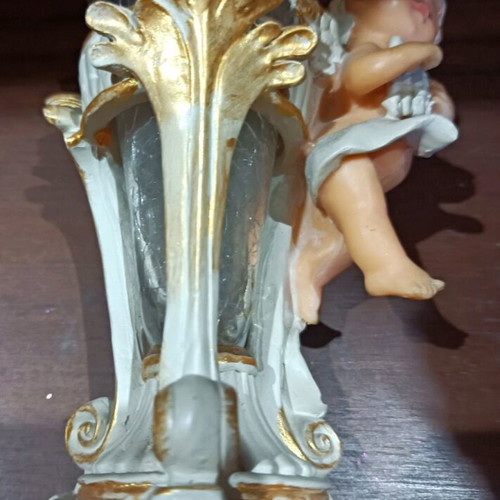 Vintage angel candle holder glass new