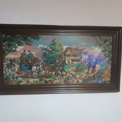Embroidered antique painting used