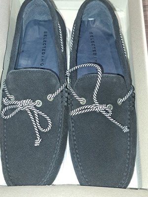 Selected Homme men's moccasins new, dark blue suede