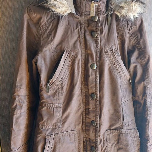 Bershka women's jacket with hood brown like new, size S