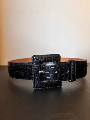 Black women's vintage belt used, size 75 cm, Italian