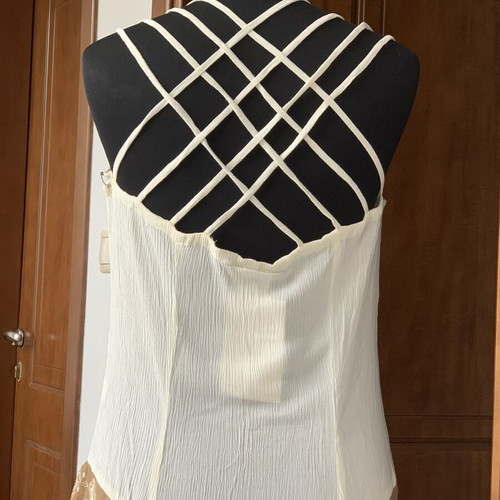 Long viscose dress ivory with buttons new, size M