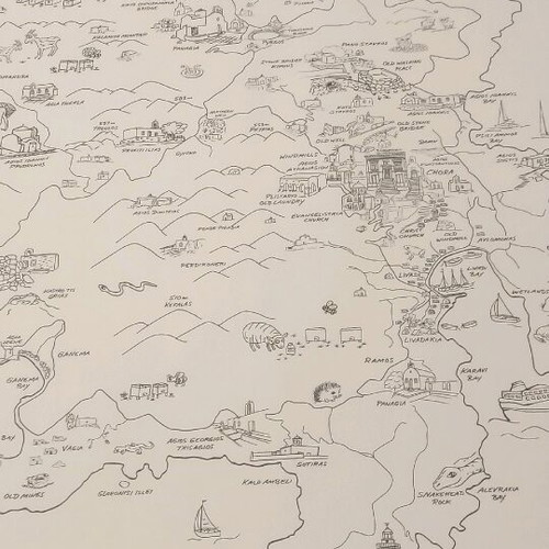 Original Serifos map new on watercolor paper