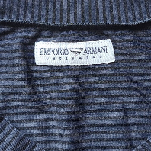 Emporio Armani black striped T-shirt used, size Large slim fit