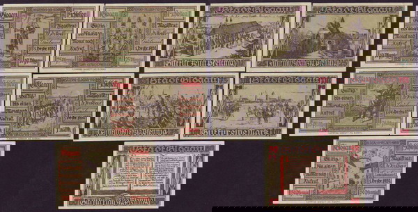 Germany 10-25-50-75-100 Pfennig Set 5 Notgeld 1920 STADT BLOGAU (Нот025)