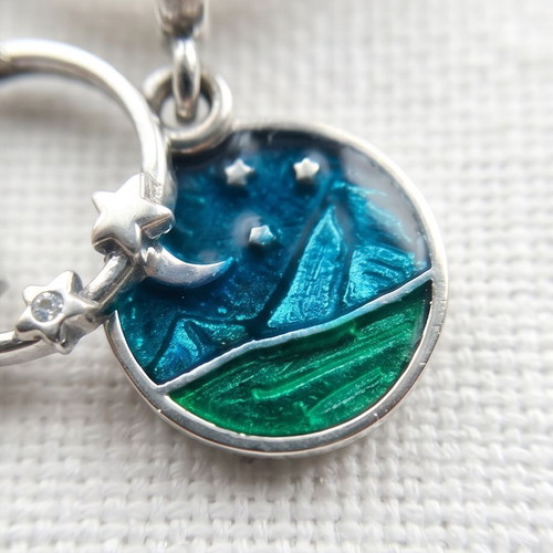 Pandora Camping Night Sky Dangle Charm new, silver 925, green enamel