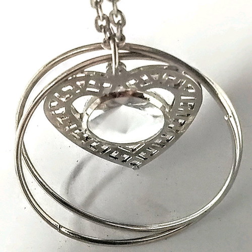 Heart pendant with crystal like new, silver steel
