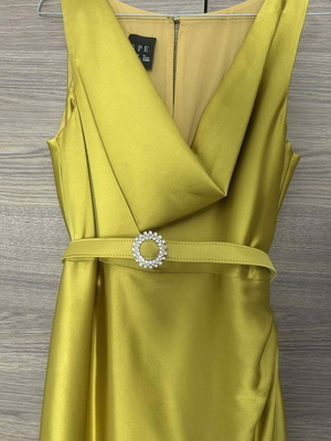Φόρεμα SPELL by Access Fashion σατέν midi lime, άριστη κατάσταση, μέγεθος S