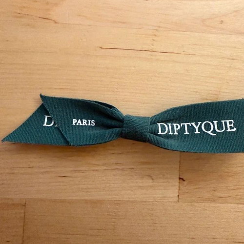 Diptyque bow new, green cotton with white print