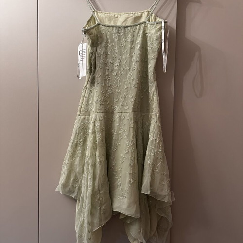 Floyd 100% Silk Dress Brand New, Hand-Beaded Pale Green Size S