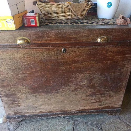 Wooden chest trunk used vintage bohemian style