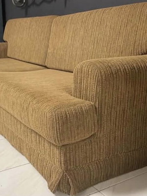 Handmade fabric four-seater sofa, 2.80m x 0.95m