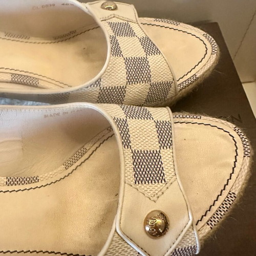 Louis Vuitton wedges used, damier grey-beige pattern, size 40.5