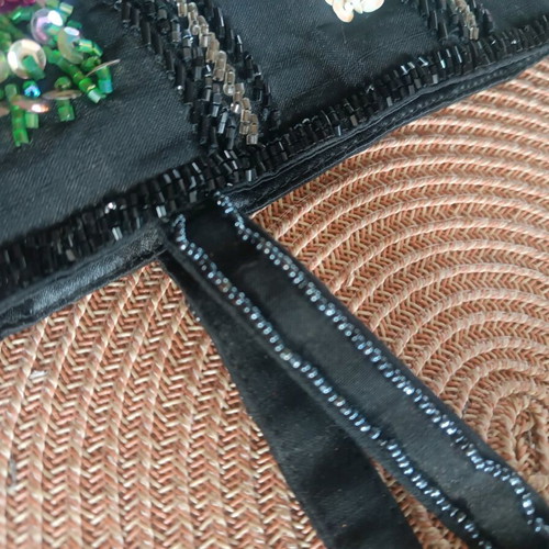 Paradis d’Enfer handbag like new, black with sequins and floral details