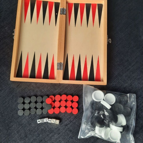 Wooden Backgammon and Checkers Set Travel Edition like new