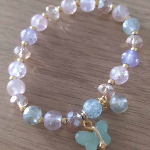 Women's bracelet like new with pastel stones and steel details