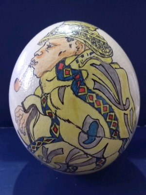 Ostrich egg painted used with detective Sherlock Holmes design