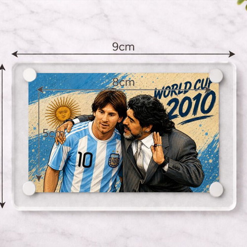 Acrylic World Cup Magnet Maradona Messi 2010 new
