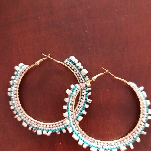 Hoop earrings with rhinestones and mosaic new