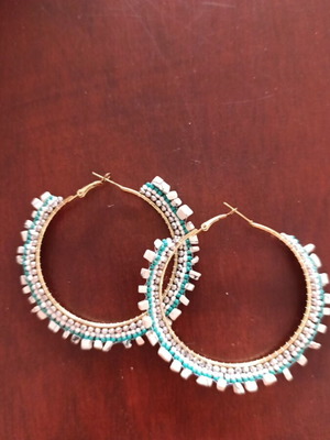 Hoop earrings with rhinestones and mosaic new