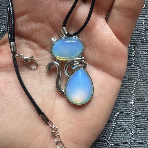 Cat necklace with opal stone new