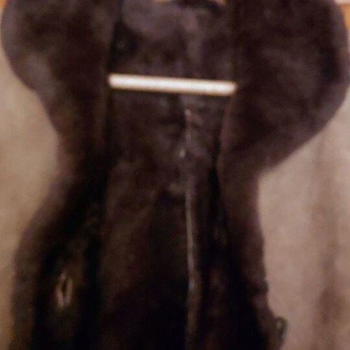 Mouton coat brown like new, genuine leather and fur, size M