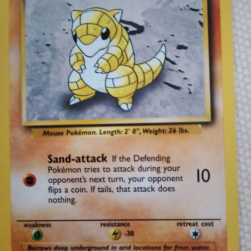 Sandshrew Pokemon Card Series 102 like new, 90s