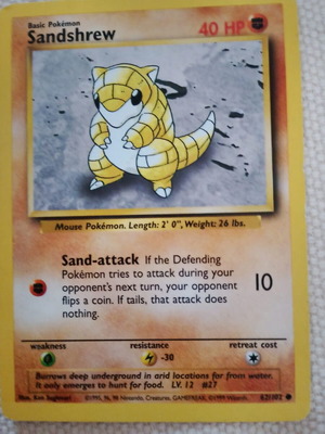 Sandshrew Pokemon Card Series 102 like new, 90s