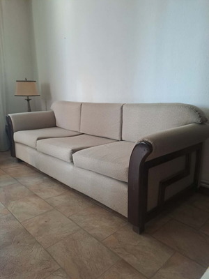 Living room set of three pieces like new, wooden with three tables