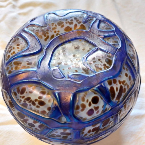 French Soufflé Vase handmade used, antique 1910