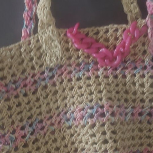 Woven shoulder tote bag like new, multicolor straw