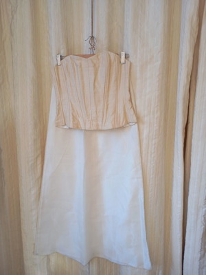 Corset and maxi skirt set like new, white and beige