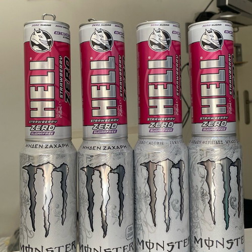 Hell and Monster empty cans used for collection