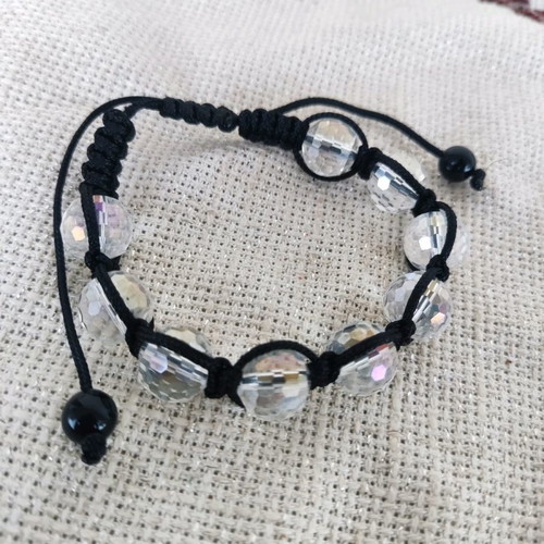 Macrame bracelet new with Swarovski crystals black and white