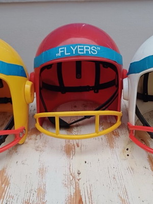 Plastic football helmets toys like new, vintage style