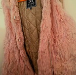 Fur vest women's used, pink with hood, size L