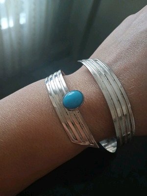 Large bracelet made of 1000 silver with turquoise like new