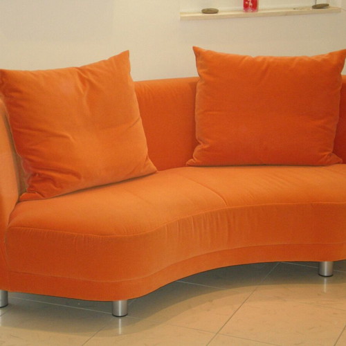 Sit Now by HULSTA velvet two-seater sofa like new orange handmade