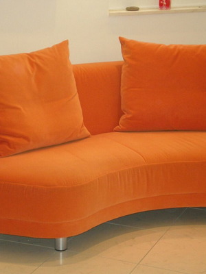 Sit Now by HULSTA velvet two-seater sofa like new orange handmade